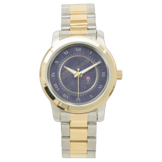 Elegantes Navy-Blau Silber & Gold Metallisch  Armbanduhr
