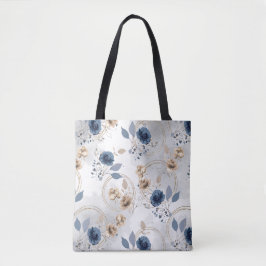 Elegantes Navy Blau und Beige Florales Wasserfarbd