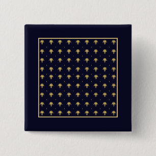 Elegantes Navy Blau und Gold Damast Button