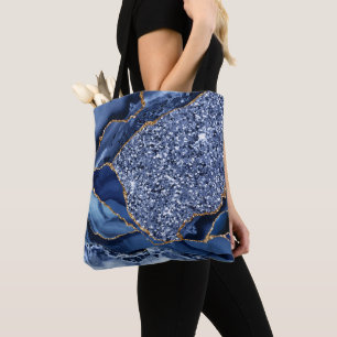 Elegantes Navy Blau und Gold Glitter-Ozean-Achat