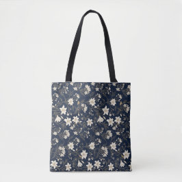 Elegantes Navy Blau und Gold Lilien Blumenmuster