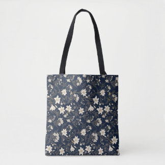 Elegantes Navy Blau und Gold Lilien Blumenmuster