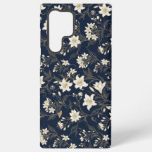 Elegantes Navy Blau und Gold Lily Floral