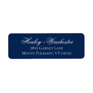 Elegantes Navy Blau und Weiß Hochzeits-Adressetike