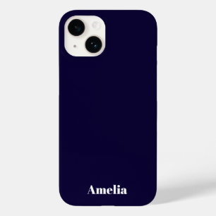 Elegantes Navy Blau weiß personalisierter Name Case-Mate iPhone 14 Hülle