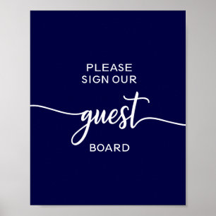 Elegantes Navy-Blaues Hochzeitsgast-Tafel-Schild Poster