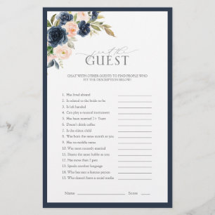 Elegantes Navy Blue Blush Pink Brautparty Game