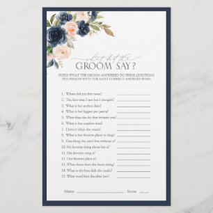 Elegantes Navy Blue Blush Pink Brautparty Game