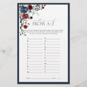 Elegantes Navy Blue Burgundy Brautparty Game