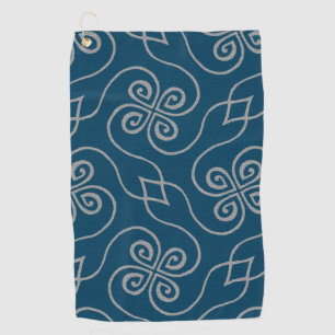Elegantes Navy Blue Celtic Clover Muster Golfhandtuch