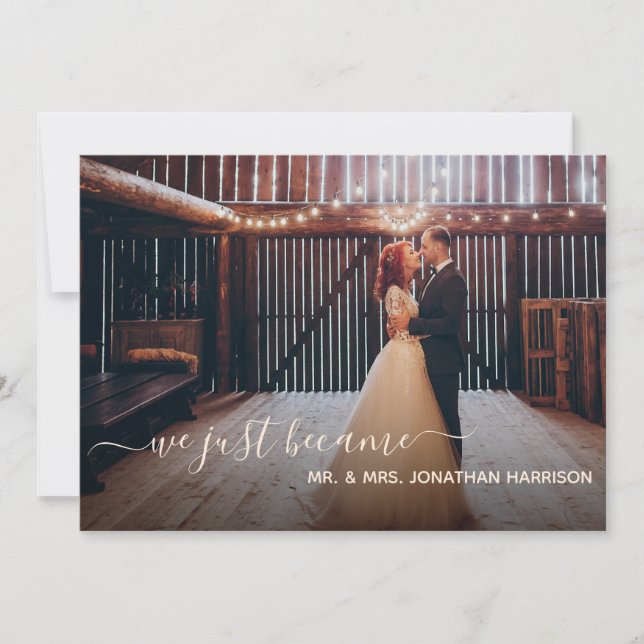 Elegantes Navy Blue Coral Floral Foto nur verheira Ankündigung (Vorderseite)