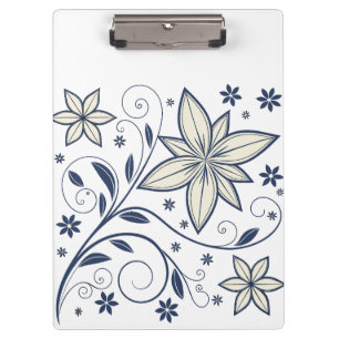 Elegantes Navy Blue Floral Muster Klemmbrett