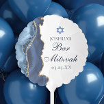 Elegantes Navy Blue Gold Agate Bar Mitzvah Party Ballon<br><div class="desc">Eleganter Marineblau und Goldmedaille schmücken die Seite dieses modernen Bar Mitzvah Party Ballons. Der Name Ihres Sohnes ist in einem schönen formalen Drehbuch unter dem Stern von David geschrieben. Ideal für eine schicke,  stilvolle jüdische Familie,  die ihren Jungen feiert,  der zur Tora gerufen wird.</div>