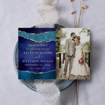 Elegantes Navy Blue & Gold Agate Wedding Foto