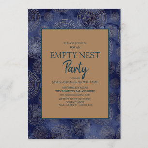 Elegantes Navy Blue Gold Empty Nest Party Einladung