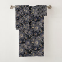 Elegantes Navy Blue & Gray Floral Muster