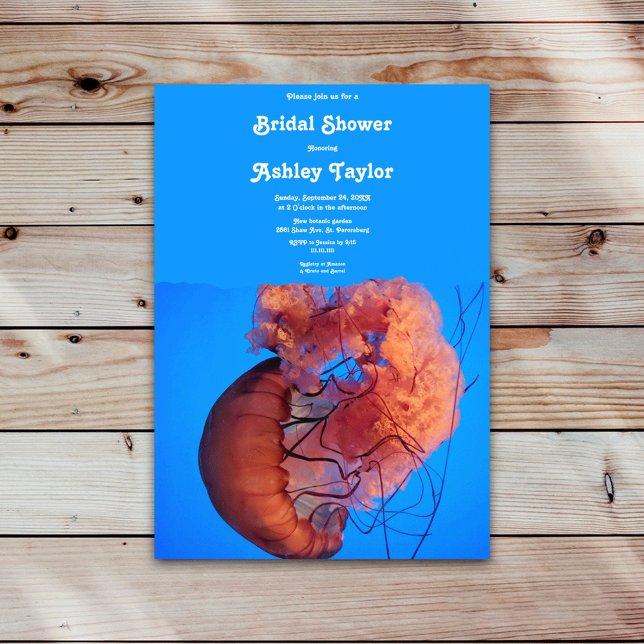 Elegantes Navy Blue Jellyfish Nautical Brautparty Einladung (Von Creator hochgeladen)