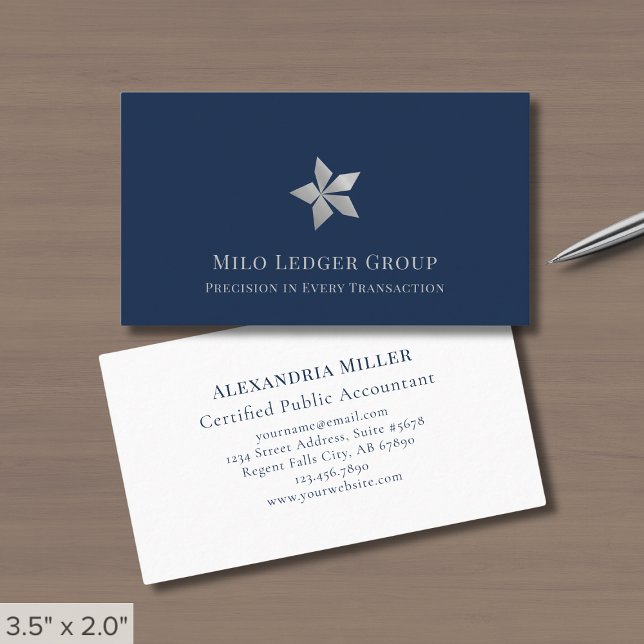 Elegantes Navy Blue Luxury Logo Visitenkarte (Von Creator hochgeladen)