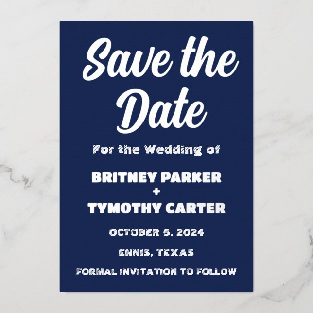 Elegantes Navy Blue Modern QR Code Foto Folieneinladung (Vorderseite)