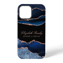 Elegantes Navy Blue Rose Gold Black Business