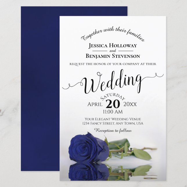 Elegantes Navy Blue Rose HAUSHALT für Hochzeiten (Vorne/Hinten)
