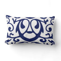 Elegantes Navy Blue und White Throw Kissen