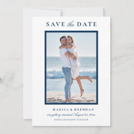 Elegantes Navy Blue Wedding Foto Save The Date