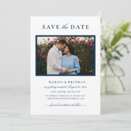 Elegantes Navy Blue Wedding Foto Save The Date