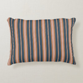 Elegantes Navy-Braun-Rosa-Ticking-Streifenmuster Dekokissen