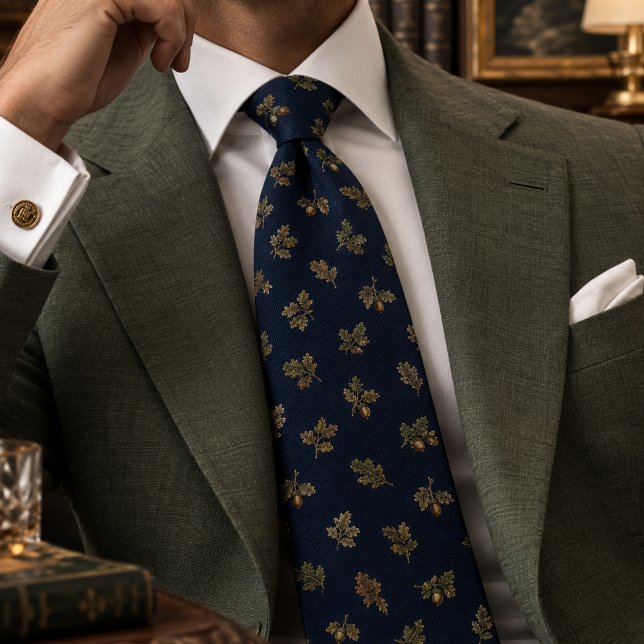 Elegantes Navy-Eichen-Erbe-Muster Krawatte (Von Creator hochgeladen)