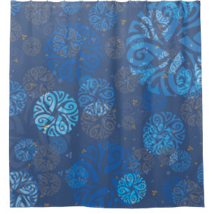 Elegantes Navy Ethnisches Motiv Duschvorhang