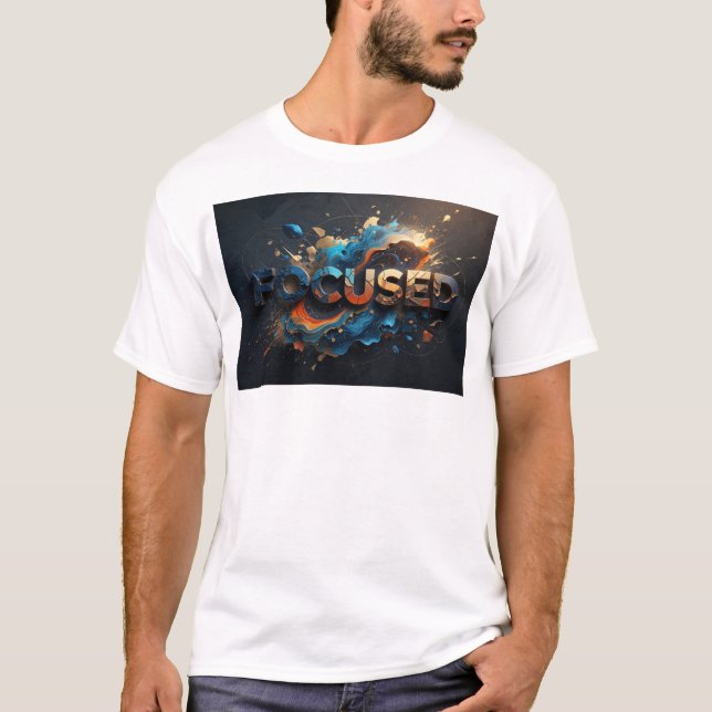 Elegantes Navy FOCUSED Grafik T-Shirt (Vorderseite)