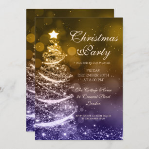 Elegantes Navy & Gold Weihnachts-Party Sparkle Einladung