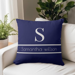 Elegantes Navy-Grau modernes vornehmes Monogramm A Kissen