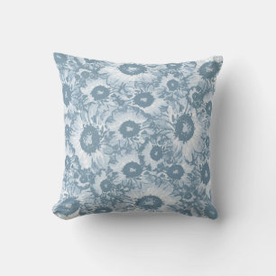 Elegantes Navy Gray Floral Muster Kissen