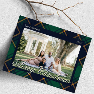 Elegantes Navy Grün Kariertes Weihnachten