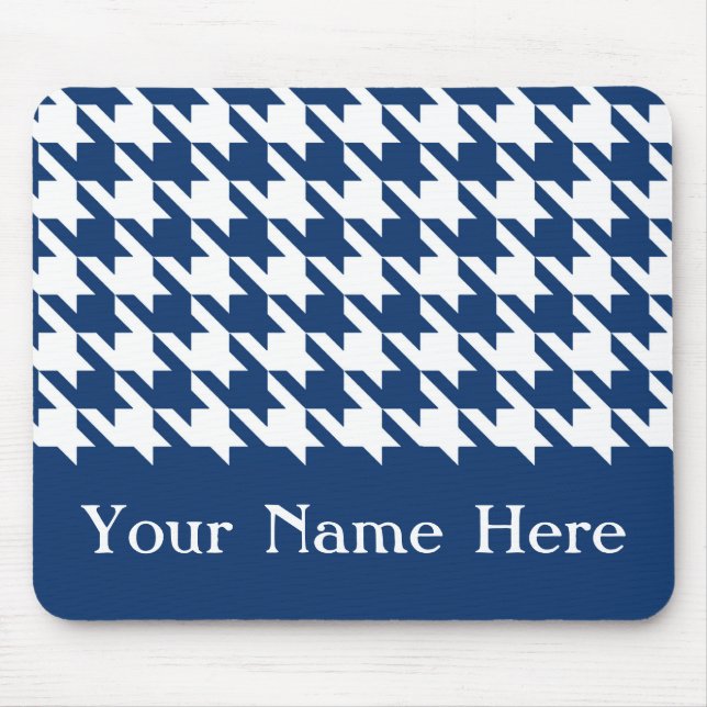 Elegantes Navy-Hahnentrittmuster mit individuelle  Mousepad (Vorne)