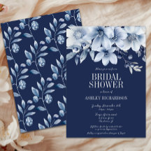 Elegantes Navy & Light Blue Floral Brautparty