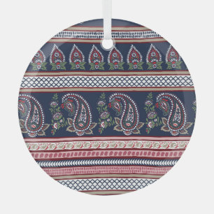 Elegantes Navy-Paisley: Zeitloses Border-Design Ornament Aus Glas
