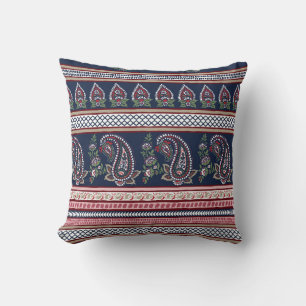 Elegantes Navy-Paisley: Zeitloses Bordüren-Design Kissen