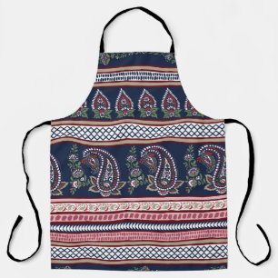Elegantes Navy-Paisley: Zeitloses Bordüren-Design Schürze