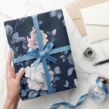Elegantes Navy-Rosen-Weiß-Blumenmuster
