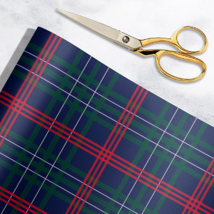 Elegantes Navy-Rot-Grün-Tartan-Karo-Festtagsmotiv Geschenkpapier