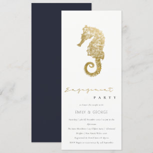 ELEGANTES NAVY-SEEPFERDCHEN MIT GOLDFOLIE FÜR VERL EINLADUNG