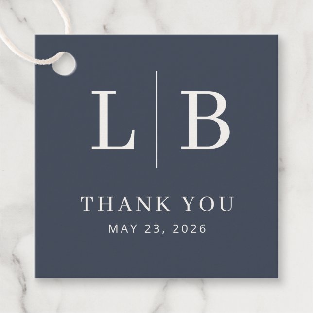 Elegantes Navy-Typografisches Dankeschön Geschenkanhänger (Vorderseite)