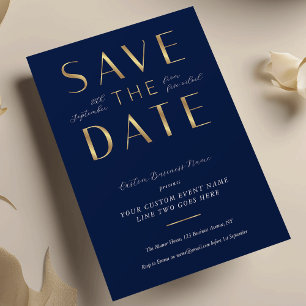 Elegantes Navy- und Gold-Firmen-Event Save The Date
