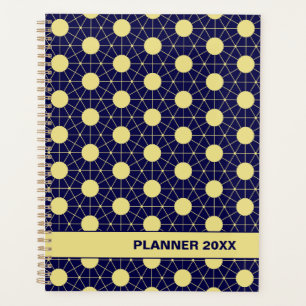 Elegantes Navy- und Gold-Geometrie-Kachel-Muster Planer