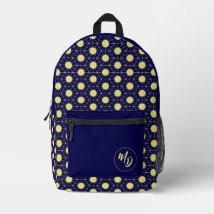 Elegantes Navy-und-Gold-Geometriekachel-Muster Bedruckter Rucksack