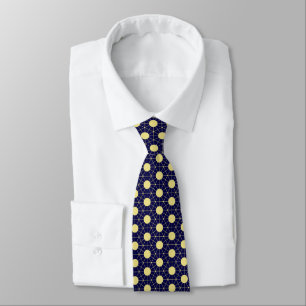 Elegantes Navy-und-Gold-Geometriekachel-Muster Krawatte