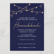 Elegantes Navy- und Gold Light Strings Hanukkah Pa